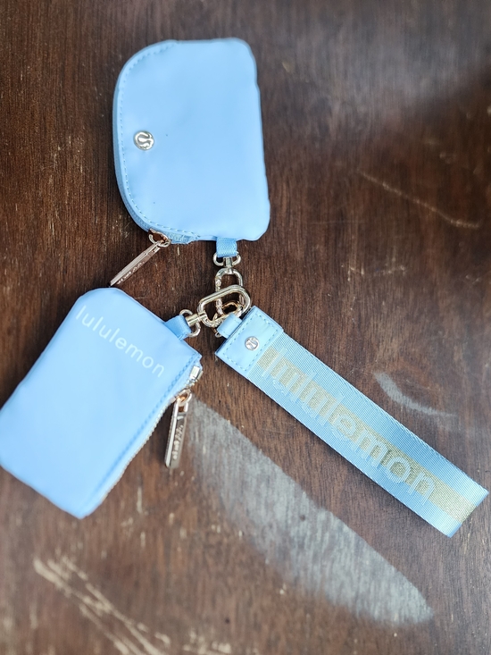 lululemon athletica Handbags - Lululemon Dual Pouch Wristlet Powder Blue Utility Wordmark Keychain Wallet